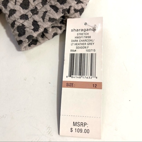 NWT Sharagano sheath dress abstract pattern dark grey light grey belted 12 - Picture 7 of 10